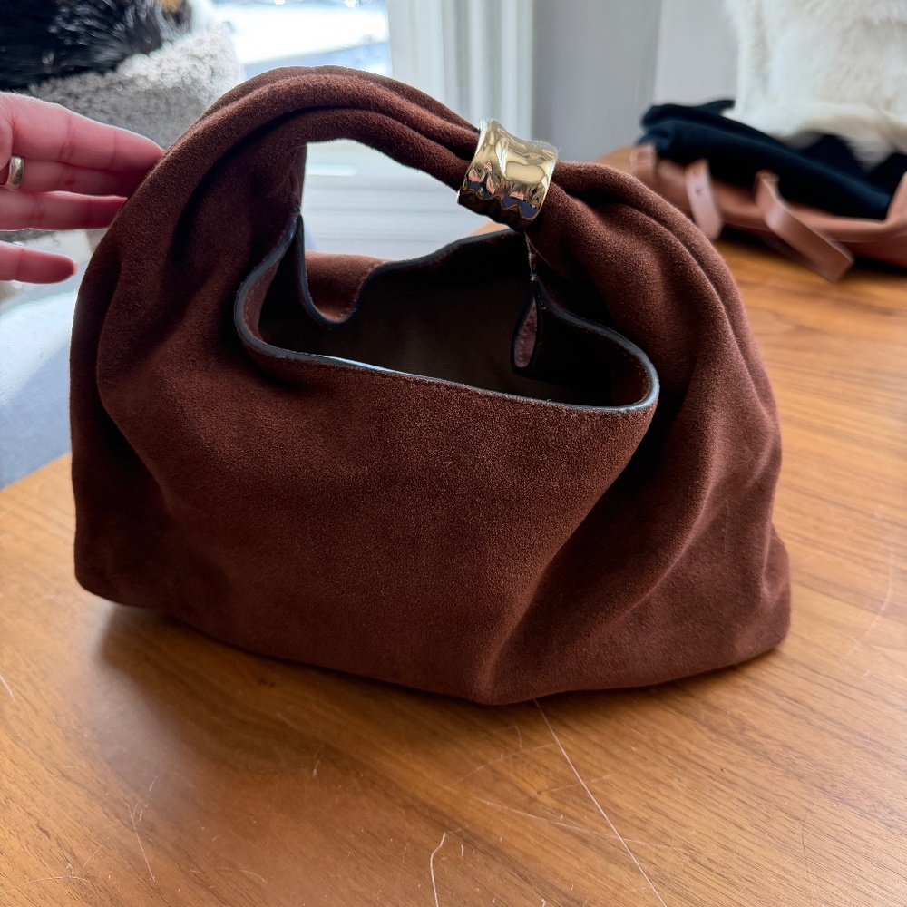 Madewell Mini Ring Pouch in Suede Soft Mahogany